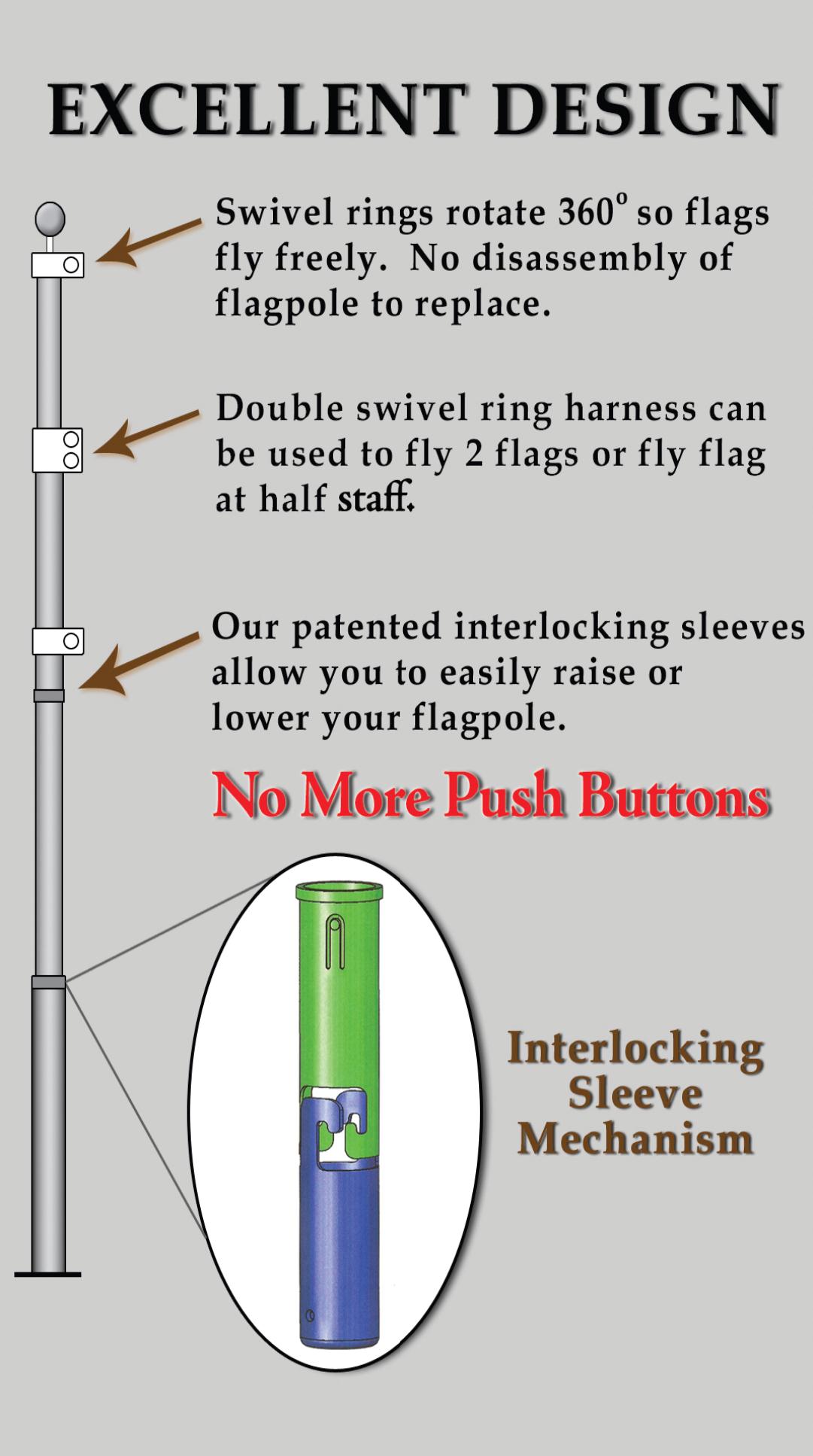 18' silver aluminum telescoping flagpoole How To Fly Flag At Half Staff On Telescoping Pole